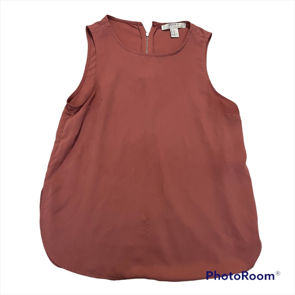 Peach colored forever 21 office top blouse with zipper on the back